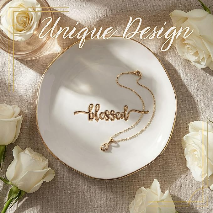 InnoBeta Blessed Gifts for Women, Blessed Jewelry Dish 4.75" - Decorative Trinket Dish for Rings Earrings Keys - Birthday, Mother's Day