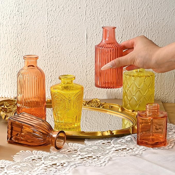 30 Pcs Colored Bud Vase Set,Vintage Glass Vases for Flower Centerpieces Wedding & Party Decor,Home Table Decorations,Bud Vases in Bulk for Housewarming