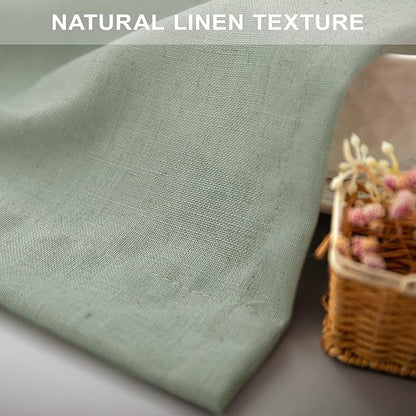 Sage Green Curtains 84 Inch Length for Living Room 2 Panels Back Tab Rod Pocket Drapes Light Filtering Sheer Linen Cotton Textured Light Green Curtain for Bedroom Rustic Boho Farmhouse Decor 7 FT Long