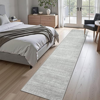 Valenrug Washable Rugs 2x10 - Stain Resistant 2x10 Area Rugs for Living Room, Non Slip Backing Large Area Rugs for Bedroom, Folable Machine Washable Area Rug (2'x10', Grey)