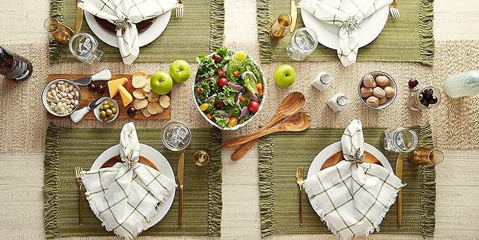 DII Variegated Tabletop Collection, Placemat Set3x19, Olive Green, 6 Piece