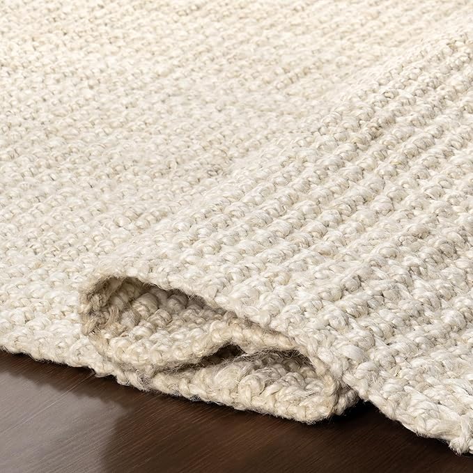 Nuloom Daniela Off-White, 4' Round, Handmade, Jute, Soft and Textured, High Traffic, Stain Resistant, Easy Clean, Durable Area Rug for Bedroom, Living Room, Dining Space, Foyer, Entryway