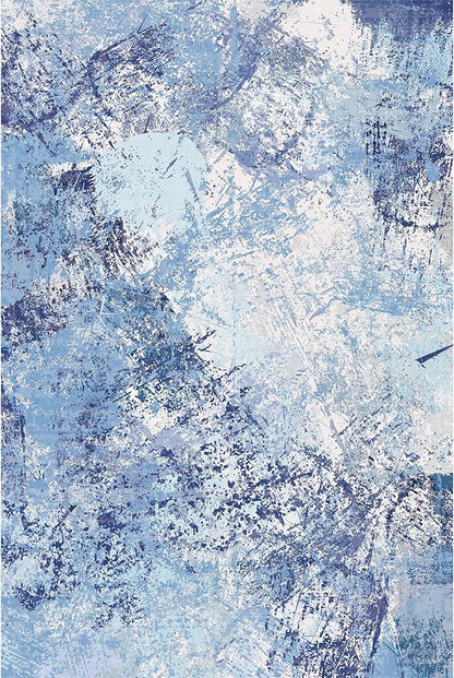 Arbosofe Modern Abstract Rug for Living Room, 6'x9' Washable Area Rug with Non-Slip Backing & Short Pile, Large Carpet with Abstract Pattern for Living Room Bedroom and Dining Floor Carpet Blue