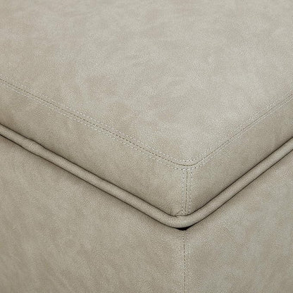 CHITA Storage Ottoman Cube with Tray Lid, Small Footstool with Storage, Square End Table for Living Room and Bedroom, Faux Leather in Stone Gray