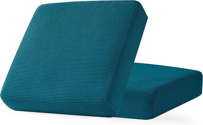 CHUN YI 2Piece Stretch Couch Cushion Covers, Sofa Seat Slipcovers for Pets, Suitable for Armchair Loveseat Sofa with Spandex Jacquard Washable Fabric (2Piece,Teal)