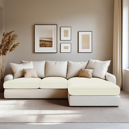 Hokway Stretch Chaise Cover Individual Couch Cushion Slipcovers Reversible Cushion Protector Slipcovers Sofa Cushion Protector Covers (Chaise Cover, Creamwhite)