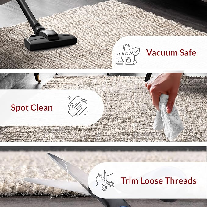 nuLOOM Ashli Solid Farmhouse Jute Area Rug, 5' x 8', Off-white, Rectangular, 0.5" Thick