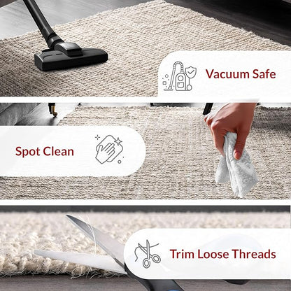 nuLOOM Ashli Solid Farmhouse Jute Area Rug, 5' x 8', Off-white, Rectangular, 0.5" Thick