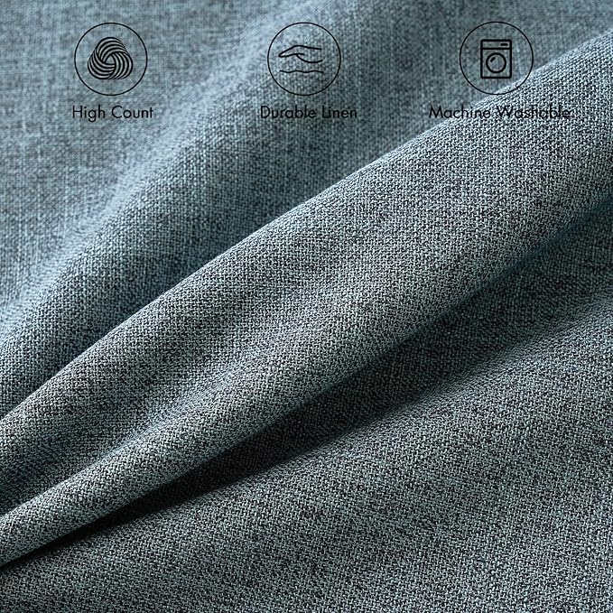 MIULEE Pack of 2 Decorative Linen Burlap Coastal Pillow Covers Farmhouse Accent Pillowcases for Sofa Car Couch Bedroom Living Room Decor 20x20 Inch Dusty Blue