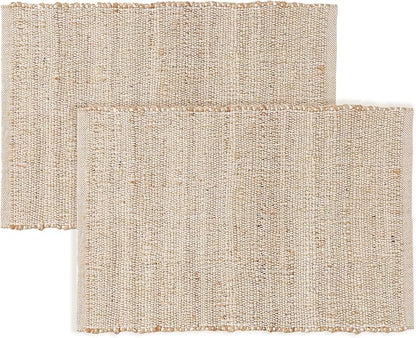 REDEARTH · Jute Cotton Area Rug - 2'x3' Rectangular Rug, Sustainable Handwoven, Non-Shedding, Soft & Durable – Reversible, Neutral Tones for Home Décor in Living Room, Dining Room, Bedroom, Set of 2