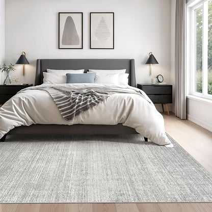 Valenrug Washable Rug 8x10 - Stain Resistant 8x10 Area Rugs for Living Room, Non Slip Backing Printed Rugs for Bedroom, Folable Machine Washable Area Rug (8'x10', Grey)