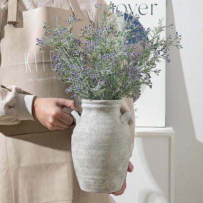 Ceramic Flower Vase with Handles,9.76 Inch Large Decorative Vase,Rustic Farmhouse Vase for Living Room Bedroom Kitchen Table Office Centerpiece Decorations, Holiday & Wedding