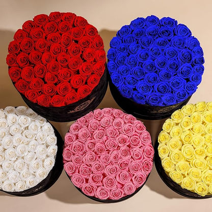 47 Flowers in a Luxury Suede Box, Birthday Gifts for Women, Preserved Flowers, Mothers Day Roses Gift for Mom, Pure White