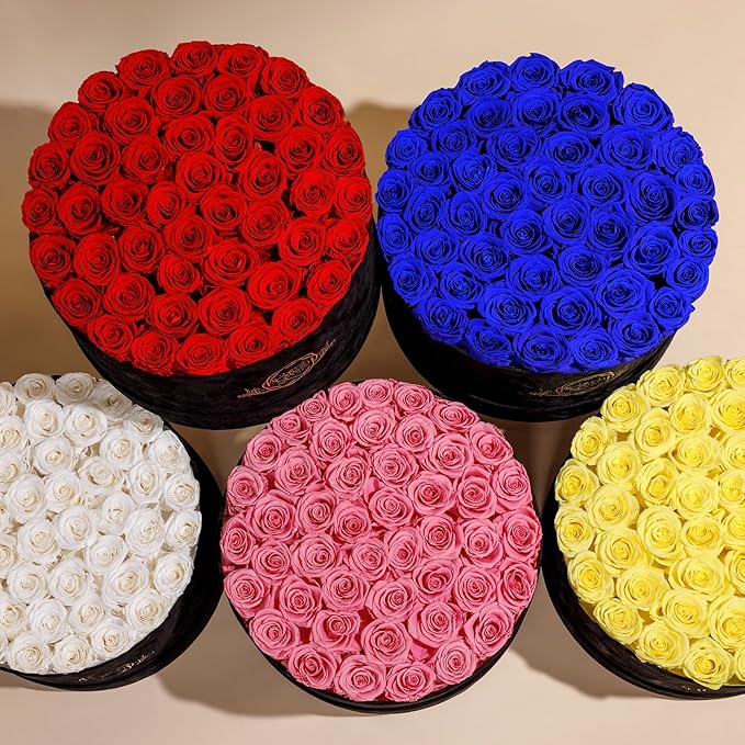 47 Flowers in a Luxury Suede Box, Birthday Gifts for Women, Preserved Flowers, Mothers Day Roses Gift for Mom, Lilac