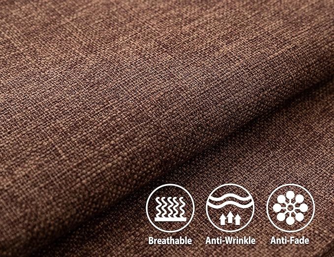 Stellhome Fall Burlap Throw Pillow Covers Square Solid Farmhouse Linen Cushion Covers for Bed Couch Sofa Bench, 18 x 18 inch (45 cm), Brown, Set of 2