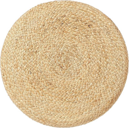 REDEARTH · Cylindrical Pouf Foot Stool Ottoman - Jute Braided Pouffe Poof Accent Sitting Footrest for Living Room, Bedroom, Nursery, Patio, Lounge & Other Rooms (Natural Rust, 18"X18"X14")