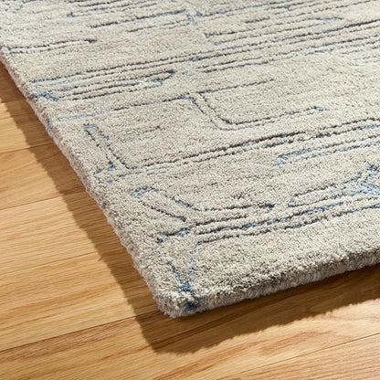 TOWN & COUNTRY LUXE Remi Abstract Line Art Handcrafted 100% Wool Area Rug, Grey/Blue, 8"x10"