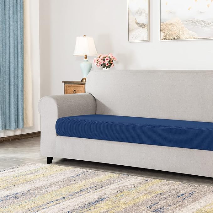 CHUN YI Medium Couch Cushion Cover Stretch for Loveseat, Sofa Seat Slipcovers for Pets, Suitable for Armchair Loveseat Sofa with Spandex Jacquard Washable Fabric(Medium,French Blue)