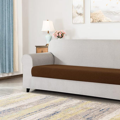 CHUN YI Medium Couch Cushion Cover Stretch for Loveseat, Sofa Seat Slipcovers for Pets, Suitable for Armchair Loveseat Sofa with Spandex Jacquard Washable Fabric(Medium,Coffee)