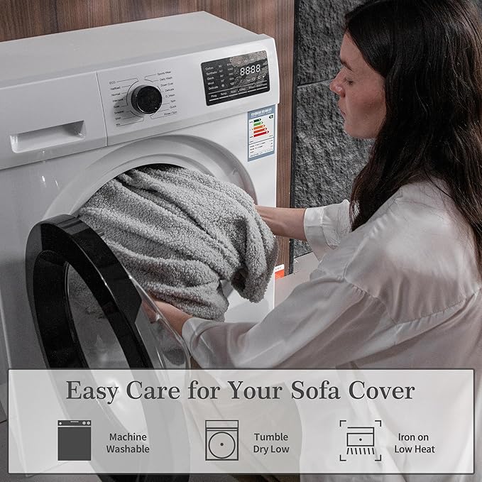 Couch Cushion Covers for Sectional Sofa, Stretch Soft Sofa Slipcovers Washable Wear-Resistant Universal Furniture Protector for Living Room(2 Seaters Covers, Light Gray)