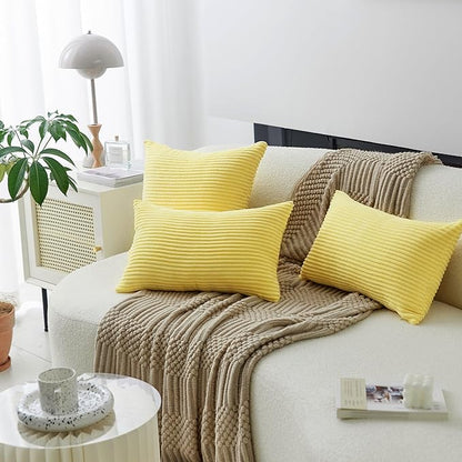Home Brilliant Yellow Fall Pillow Covers Super Soft Velvet Couch Throw Pillows 2 Packs Winter Decorative Pillow Cases for Men Elder, 50x50 cm, 20 x 20 Inch, Sundress