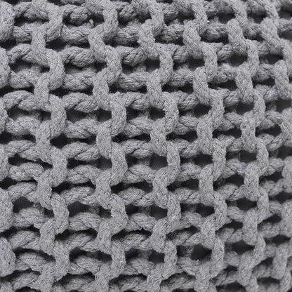 REDEARTH · Round Pouf Ottoman - Hand Knitted Cable Boho Poof Home Décor Pouffe Circular Footrest for Living Room - Nursery - Bedroom - Lounge 100% Cotton (18”x18”x14”) - Gray, Set of 2