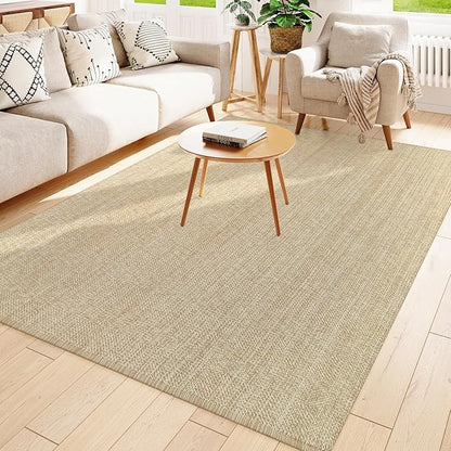 Collive Boho Rugs for Living Room 6x9 Tan, Washable Large Area Rug Braided Woven Cotton Bedrom Rug, Modern Floor Carpet Door Rugs for Nursery Room Office, Outdoor Rug for Patio Balcony Courtyard Decor