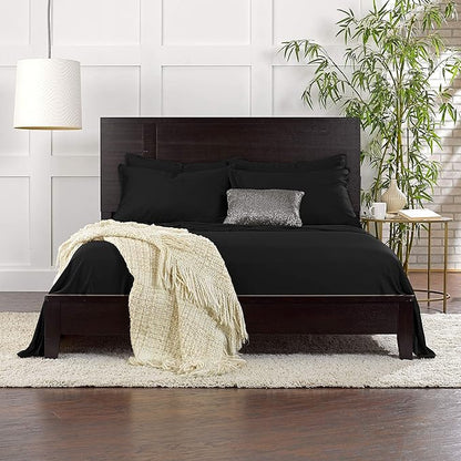 Queen Pillowcases by Pure Bamboo, Genuine 100% Organic Viscose Derived from Bamboo, Luxuriously Soft & Cooling, Double Stitching, Envelope Closure (2 Queen Pillowcases, Black)