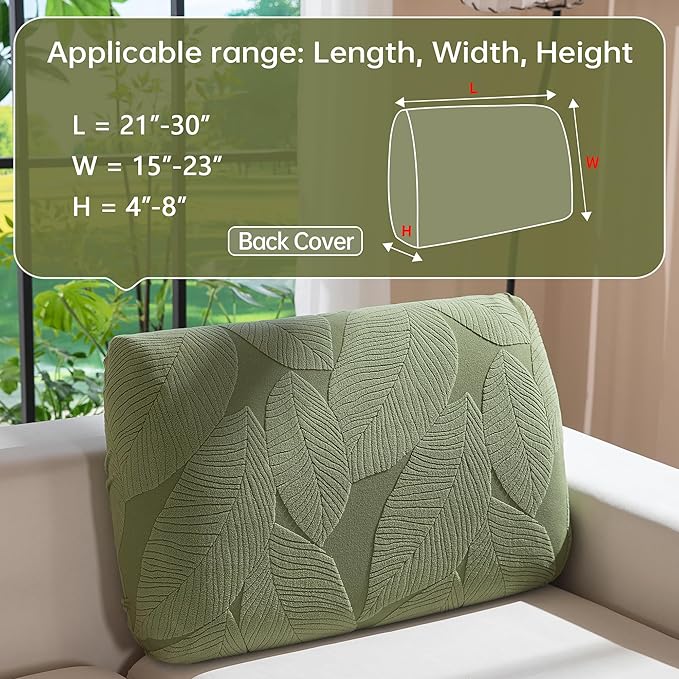 Couch Covers for Sectional Sofa, Washable Stretch Soft Sofa Cushion Covers L Shape Sofa Slipcovers Anti Slip Furniture Decor Protector for Pets (1PC Back Couch Cover,Green)