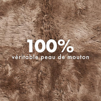 Real Sheepskin Rug 4x6 ft | Sheepskin Rugs for Living Room and Sofa | Large Bedside Rugs for Bedrooms is Breathable & Heat-regulating in Color Light Brown