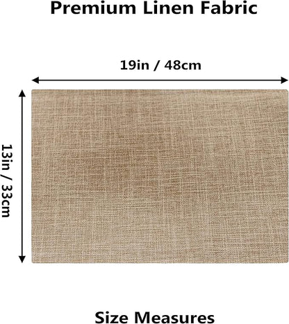 Home Brilliant Linen Place Mats Set of 6 Heat Resistant Dining Table Place Mats Cloth Placemats Kitchen Table Mats Placemat, Burlap