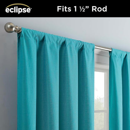 Eclipse Kendall Modern Thermaback Blackout Window Curtains, Rod Pocket, Insulating and Noise Reducing Window Curtains, 84 Inch Long x 42 Inch Wide, Curtain Panel Set, 2 Pack, Turquoise