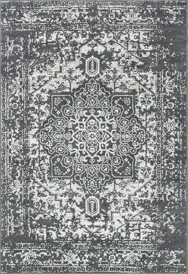 Rugs.com Arlington Collection Rug – 6' x 9' Dark Grey Medium-Pile Rug Perfect for Living Rooms, Large Dining Rooms, Open Floorplans