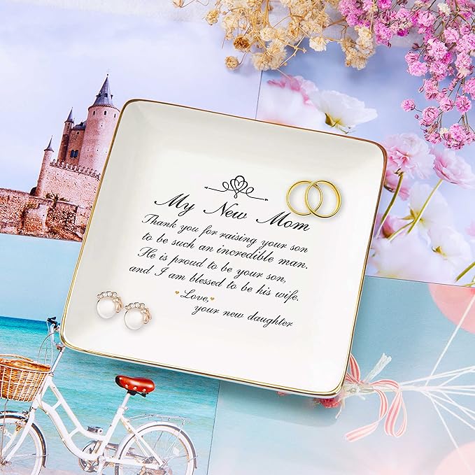 Jewelry Holder Gift for Mother of the Groom From BrideRing Dish GiftThank You Raising Your SonTrinket Tray GiftWedding Bridal Shower Gift for Mother of the GroomHe is Proud to BeI Am Blessed