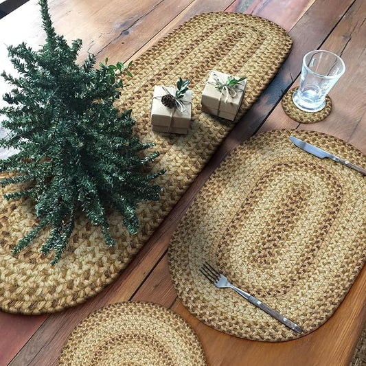 Homespice Cookie Doughg Jute Braided Rope Coasters 4", Warm Lodge and Cabin Decor, Set of 6, Multicolor - Durable, Absorbs Moisture, Easy to Clean and Protects Furniture