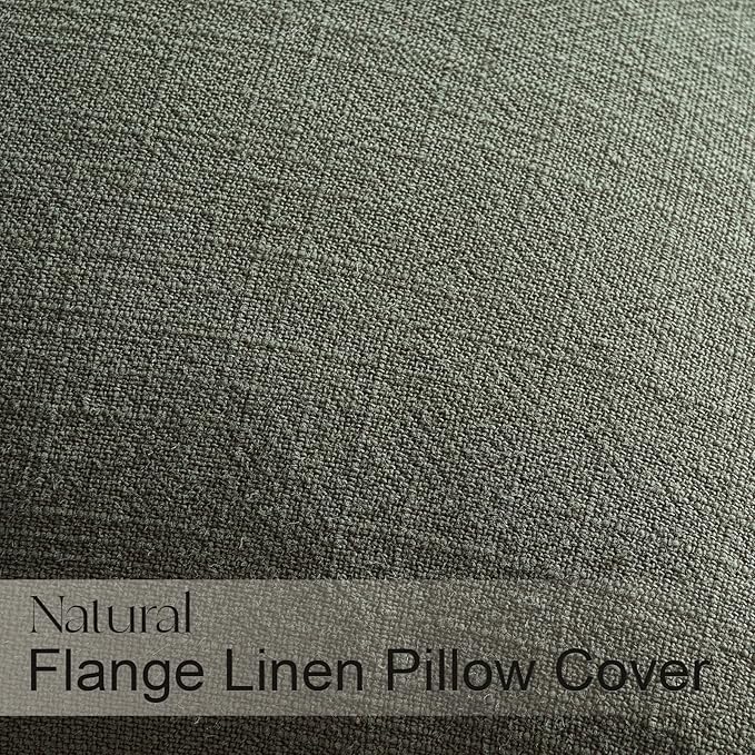 Soft Linen Solid Lumbar Pillow Covers Pack of 4 Farmhouse Neutral Olive Pillow Covers Home Decor for Couch Rustic with Flange Edge Green Cushion Cases for Bed Balcony Home Decor 12x20 Inch