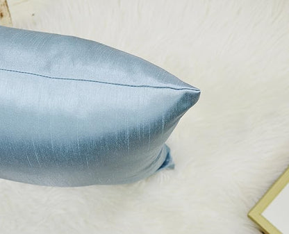 Aiking Home 12x18 Inches Faux Silk Rectangular Throw Pillow Cover, Zipper Closure, Slate (Set of 2)