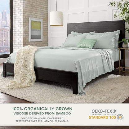 King Pillowcases by Pure Bamboo, Genuine 100% Organic Viscose Derived from Bamboo, Luxuriously Soft & Cooling, Double Stitching, Envelope Closure (2 King Pillowcases, Sea Glass)
