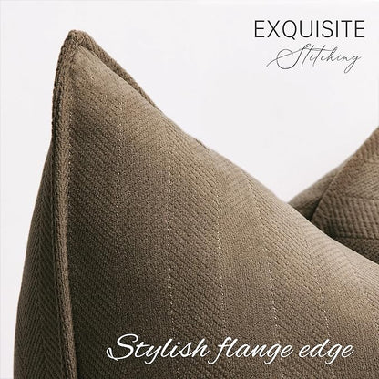 ZWJD Brown Pillow Covers 26x26 Set of 2 Chenille Throw Pillow Covers with Elegant Design Soft and Luxurious Decorative Throw Pillows for Couch, Bed, and Home Decor