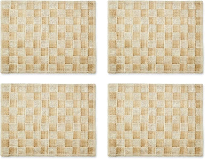 MACKENZIE-CHILDS Set of 4 Sinamay Placemats, Durable Woven Table Mats, Flax
