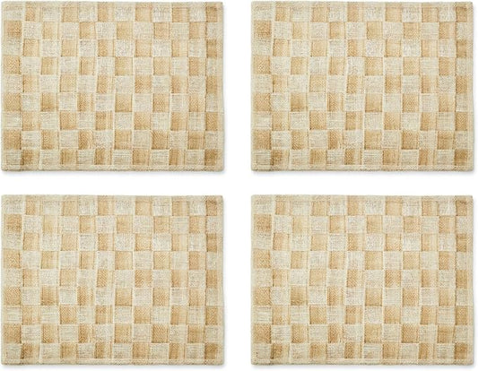 MACKENZIE-CHILDS Set of 4 Sinamay Placemats, Durable Woven Table Mats, Flax