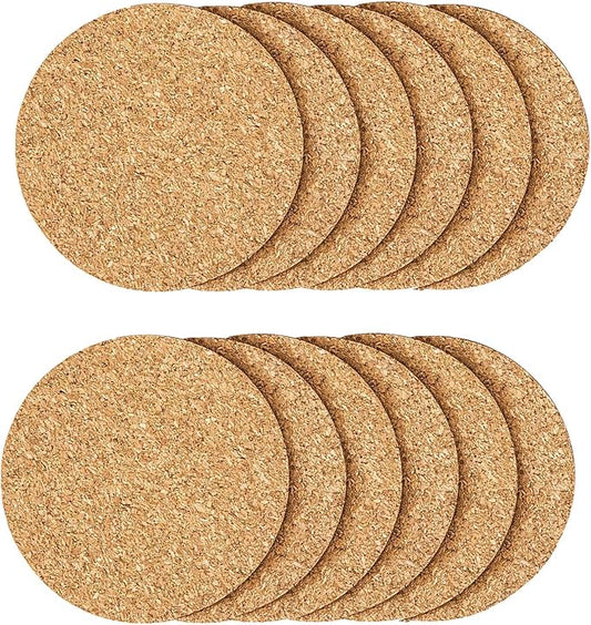 12 Pcs Cork Coaster for Drink, Absorbent Heat Resistant Reusable Tea or Coffee Coaster, Blank Coasters for Crafts,Warm Gifts Cork Coasters for Relatives and Friends.