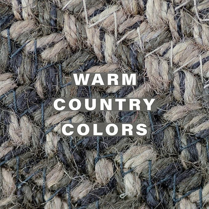 Homespice Flint Hill Jute Woven Placemats, Warm Primitive Decor, Set of 4, Grey 13x19 Rectangle Table Mats - Vibrant Colors, Durable, Easy to Clean and Protects Furniture