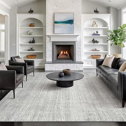 Valenrug Washable Rug 8x10 - Stain Resistant 8x10 Area Rugs for Living Room, Non Slip Backing Printed Rugs for Bedroom, Folable Machine Washable Area Rug (8'x10', Grey)
