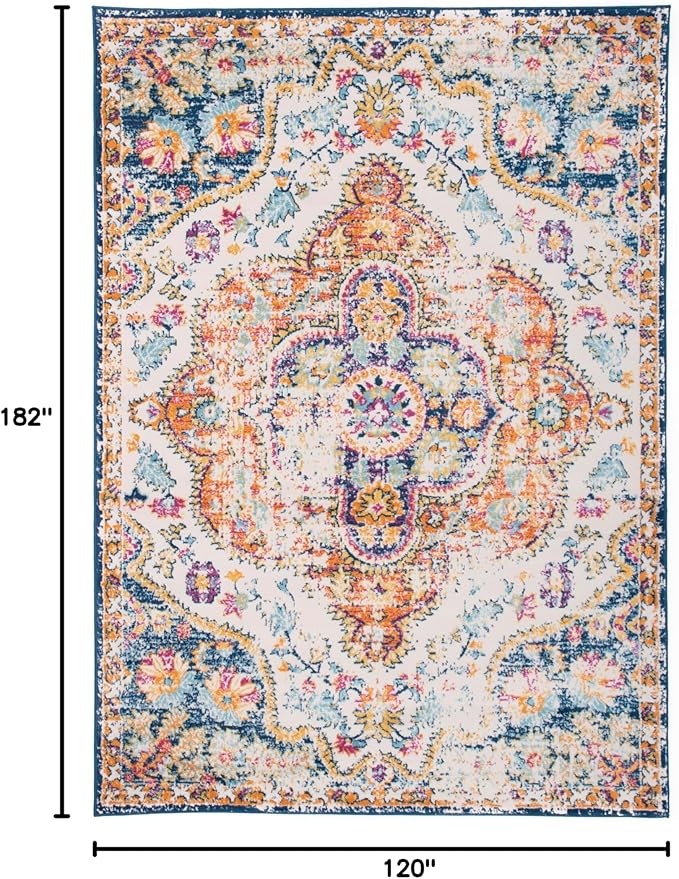 Rugshop Vintage Distressed Bohemian Area Rug for Living Room,Bedroom,Dining Room – Vibrant Multi-Color Tribal Design, 4' x 6'