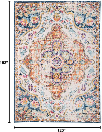 Rugshop Vintage Distressed Bohemian Area Rug for Living Room,Bedroom,Dining Room – Vibrant Multi-Color Tribal Design, 4' x 6'