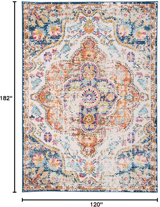 Rugshop Vintage Distressed Bohemian Area Rug for Living Room,Bedroom,Dining Room – Vibrant Multi-Color Tribal Design, 4' x 6'
