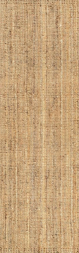 Nuloom Ashli Hand Woven, Natural, 2'6" x 10', Farmhouse, Jute, Soft and Textured, High Traffic, Stain Resistant, Easy Clean, Durable Runner for Bedroom, Living Room, Dining, Den, Foyer, Entryway