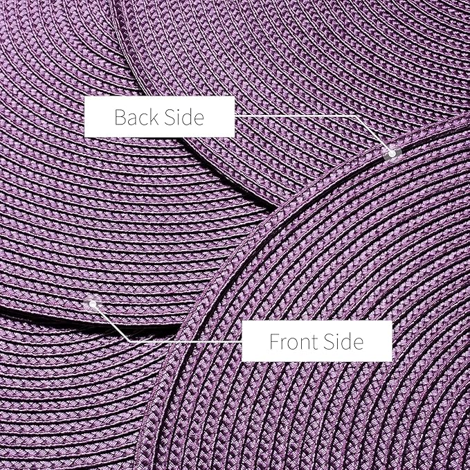 AHHFSMEI Round Braided Placemats 15 Inch Round Table Mats for Dining Tables Natural Woven Heat Resistant Place mats Set of 8 (Plum Purple)