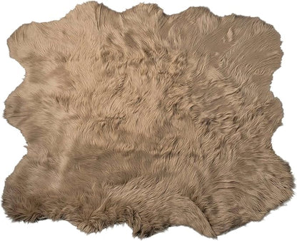 Luxe Gordon Faux Fur Rug with Soft and Fluffy Pile | Machine Washable Living Room Rug with Anti-Slip Backing | Cruelty-Free Area Rugs for Office or Bedroom, Tan, 5 ft x 6 ft